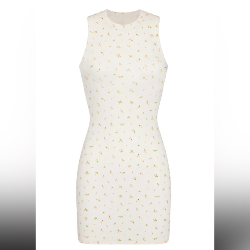 SKIMS • RIBBED COTTON TANK Mine dress In marigold rosebud size XS floral
